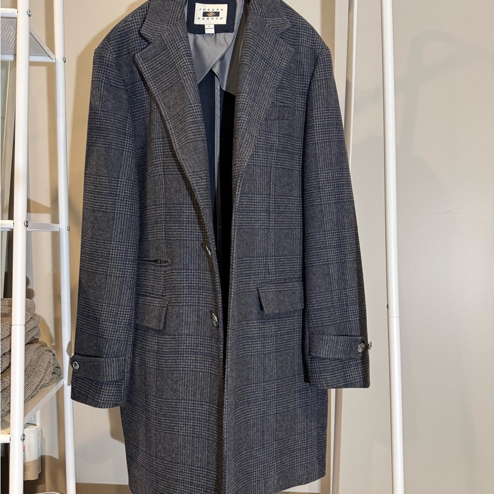 Joseph Abboud Gray Plaid Pea Coat